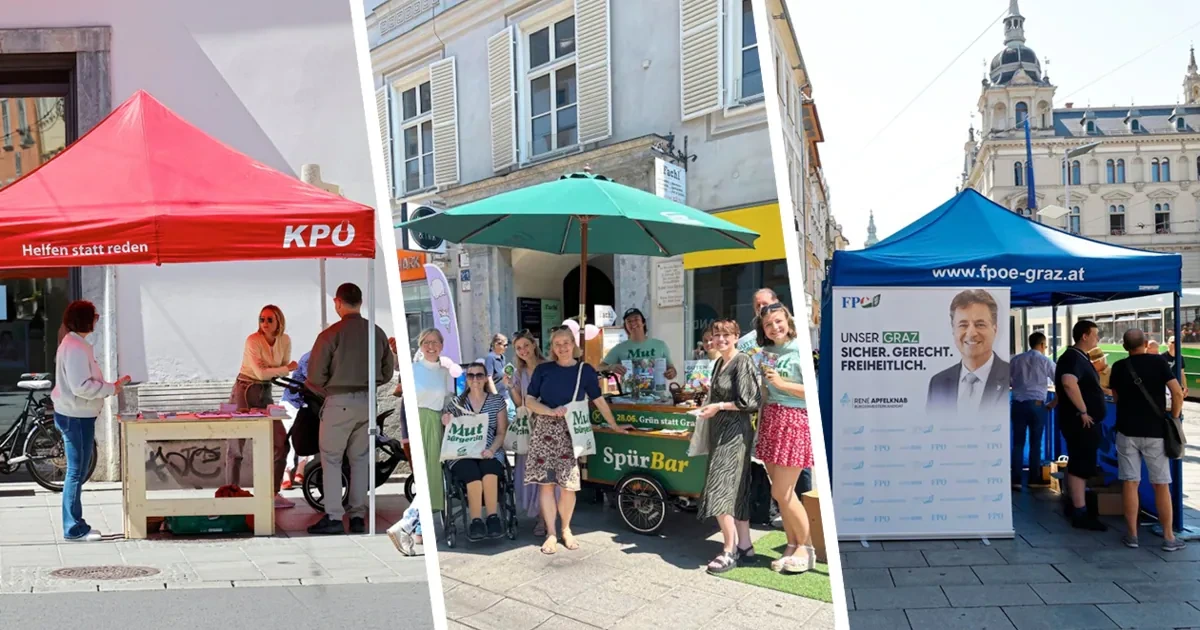 Die Grazer Herrengasse als bunte Wahlkampf-Meile